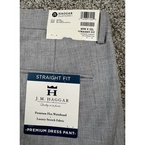 NEW Haggar Premium Flex Waistband Straight Fit Dress Pants Stretch Mens 40x32